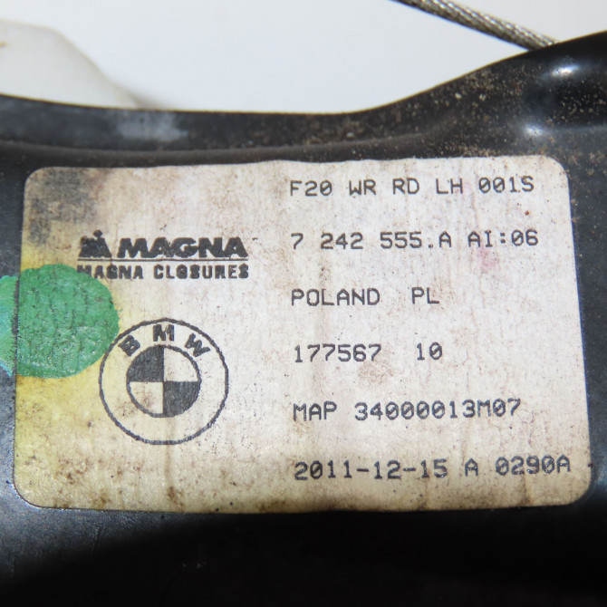 Mecanisme+moteur leve-glace arg occasion B.M.W. SERIE 1 II Phase 1 08-2011->06-2015 116D 116ch 51357281883 4