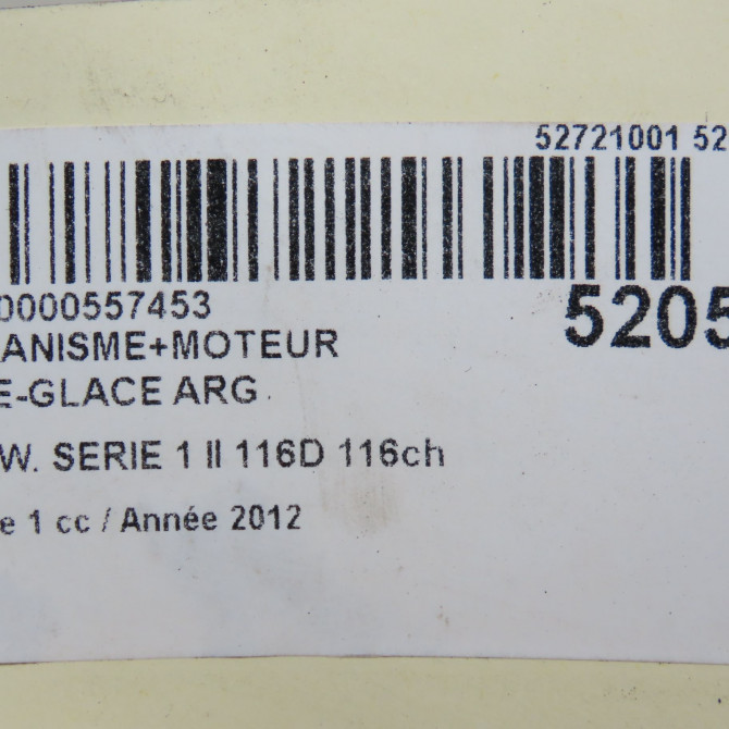 Mecanisme+moteur leve-glace arg occasion B.M.W. SERIE 1 II Phase 1 08-2011->06-2015 116D 116ch 51357281883 7