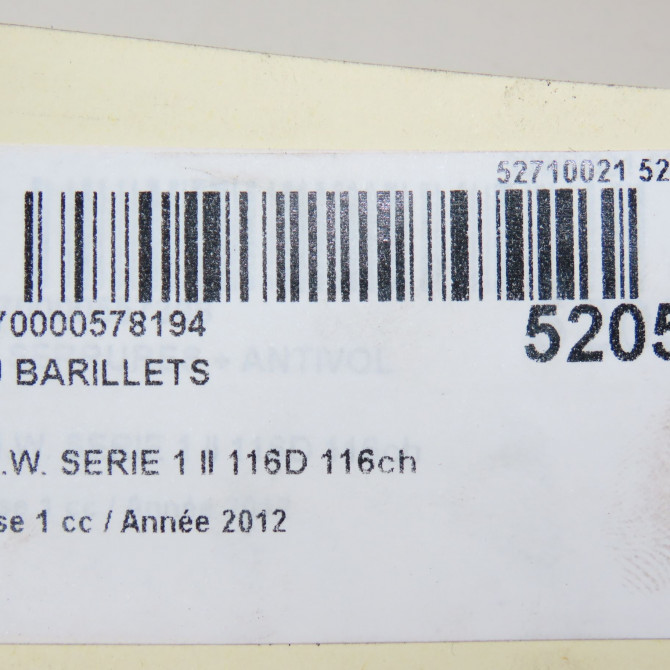 Jeu barillets occasion B.M.W. SERIE 1 II Phase 1 08-2011->06-2015 116D 116ch 4