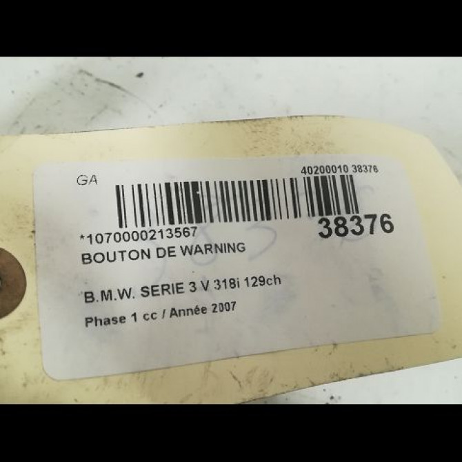 Bouton de warning occasion B.M.W. SERIE 3 V Phase 1 03-2005->09-2008 318i 129ch 3