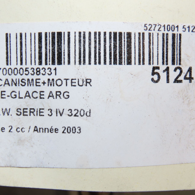 Mecanisme+moteur leve-glace arg occasion B.M.W. SERIE 3 IV Phase 2 09-2001->03-2005 320d 51358212099 7