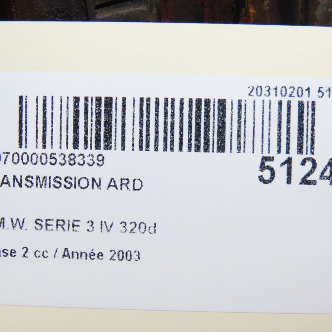 Transmission arrière droite occasion B.M.W. SERIE 3 IV Phase 2 09-2001->03-2005 320d 33217518432 6