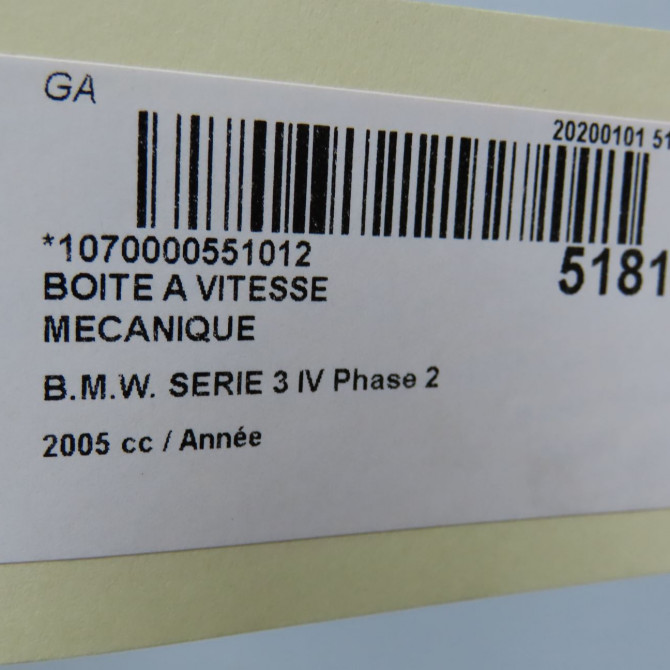 Boîte à vitesse mecanique occasion B.M.W. SERIE 3 IV Phase 2 09-2001->03-2005 23007527733 5