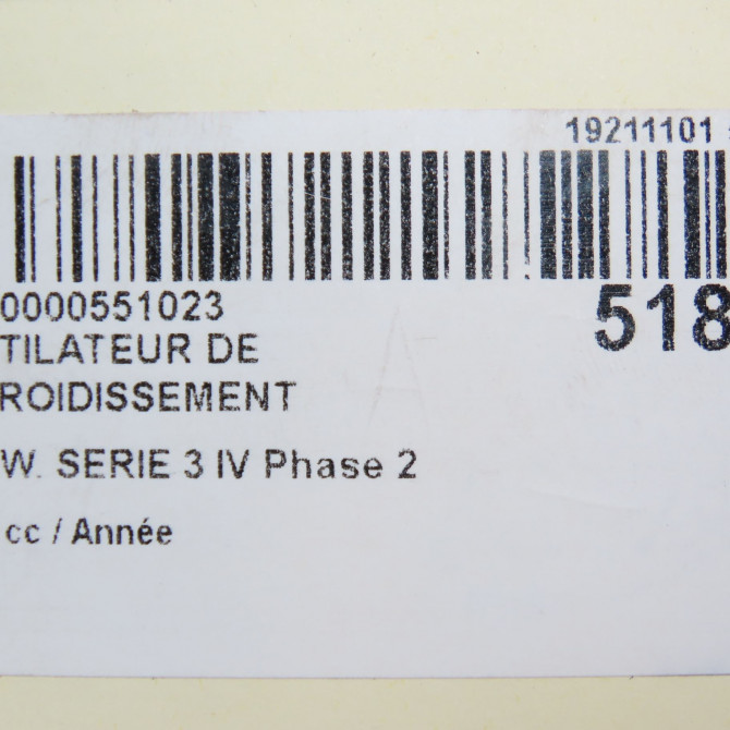 Ventilateur de refroidissement occasion B.M.W. SERIE 3 IV Phase 2 09-2001->03-2005 17107544367 7