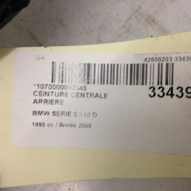 Ceinture centrale arriere occasion B.M.W. SERIE 3 III Phase 1 01-1991->04-1998 318 TDS 72117245883 3