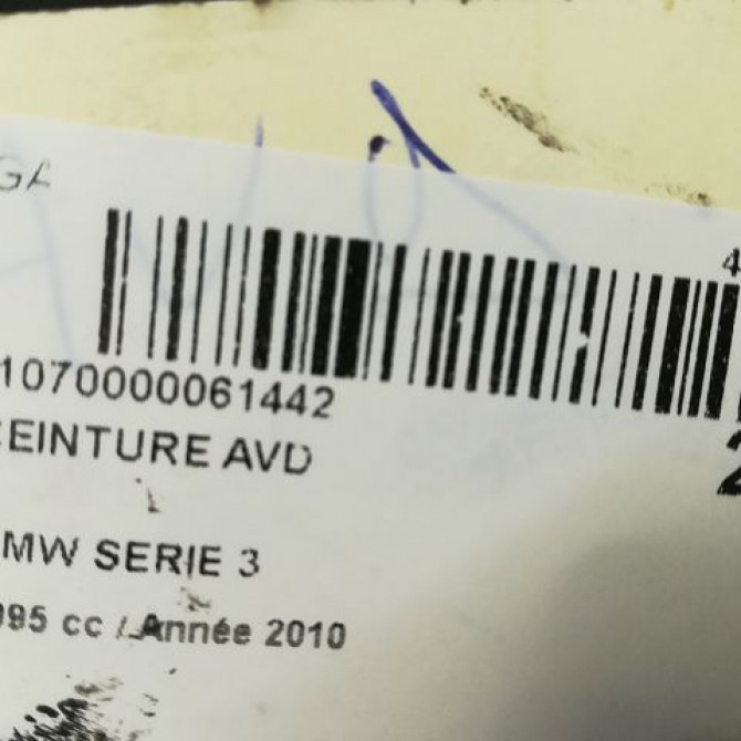 Ceinture avant droite occasion B.M.W. SERIE 3 V Phase 2 09-2008->12-2011 320d 184ch 72117234768 3