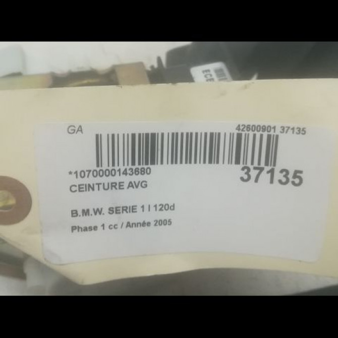 Ceinture avant gauche occasion B.M.W. SERIE 1 I Phase 1 05-2004->12-2006 120d 72117234767 4