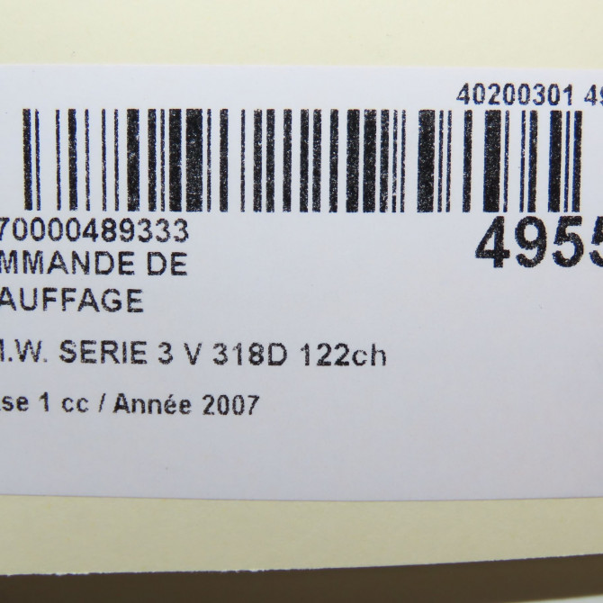 Commande de chauffage occasion B.M.W. SERIE 3 V Phase 1 03-2005->09-2008 318D 122ch 64119286618 5