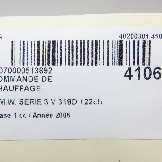 Commande de chauffage occasion B.M.W. SERIE 3 V Phase 1 03-2005->09-2008 318D 122ch 64119286618 6