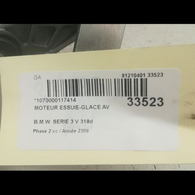 Moteur essuie-glace avant occasion B.M.W. SERIE 3 V Phase 2 09-2008->12-2011 318d 61617161711 4