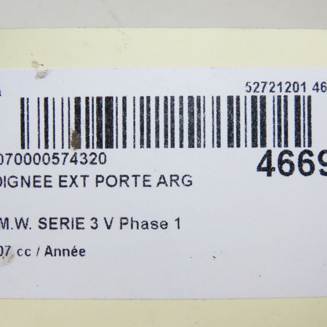 Poignee ext porte arg occasion B.M.W. SERIE 3 V Phase 1 03-2005->09-2008 51217207561 4