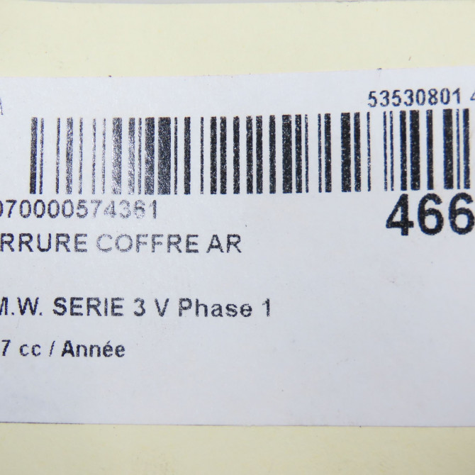 Serrure coffre arrière occasion B.M.W. SERIE 3 V Phase 1 03-2005->09-2008 51247840617 5