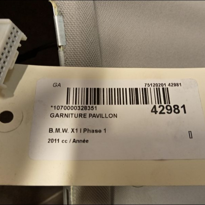 Garniture pavillon occasion B.M.W. X1 I Phase 1 07-2009->05-2012 51442994157 3