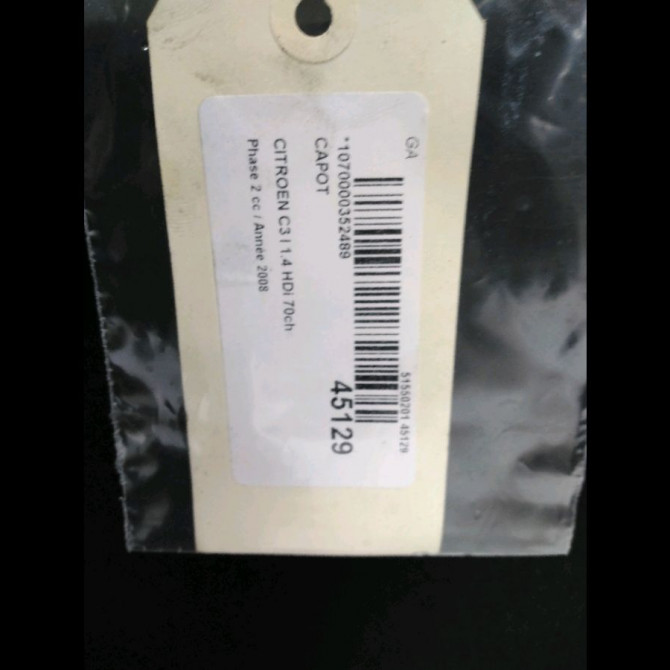 Capot occasion CITROEN C3 I Phase 2 10-2005->12-2010 1.4 HDi 70ch 7901N0 3