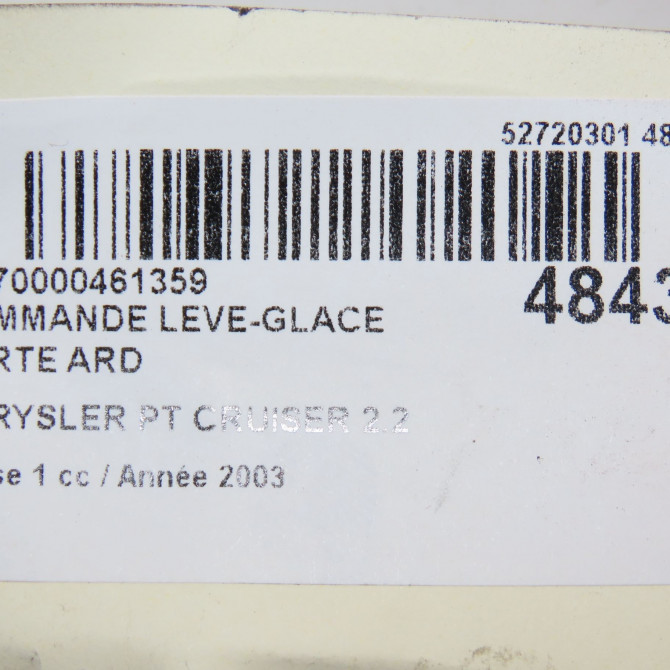 Commande leve-glace porte arrière droite occasion CHRYSLER PT CRUISER Phase 1 09-2000->12-2005 2.2 crd 120ch 4