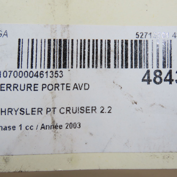 Serrure porte avd occasion CHRYSLER PT CRUISER Phase 1 09-2000->12-2005 2.2 crd 120ch 5027960AI 5