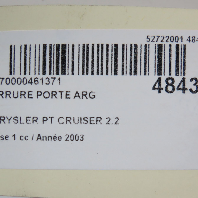 Serrure porte arg occasion CHRYSLER PT CRUISER Phase 1 09-2000->12-2005 2.2 crd 120ch 68266957AA 5