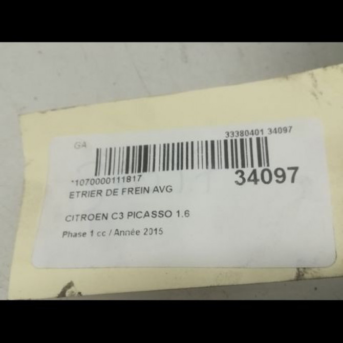 Etrier de frein avant gauche occasion CITROEN C3 PICASSO Phase 1 02-2009->08-2012 1.6 HDi 16v 90ch 4400R6 3
