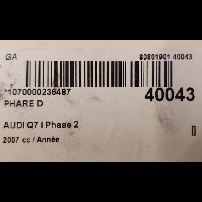 Phare droit occasion AUDI Q7 I Phase 2 04-2009->04-2015 4L0941030A 3