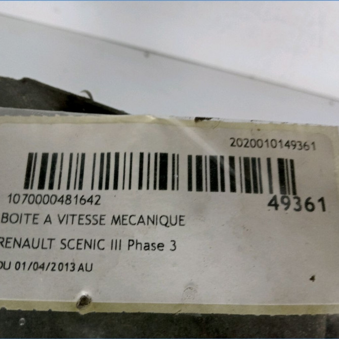 Boîte à vitesse mecanique occasion RENAULT SCENIC III Phase 3 04-2013->... 320101092R 4