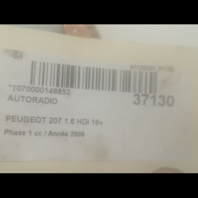 Autoradio occasion PEUGEOT 207 Phase 1 04-2006->06-2013 1.6 HDI 16v 90ch 657920 3