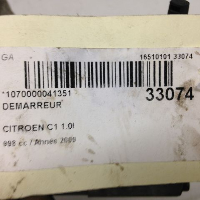 Démarreur occasion CITROEN C1 I Phase 2 11-2008->01-2012 1.0i 5802AL 4