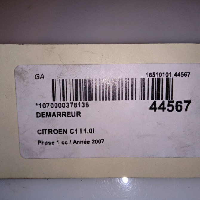 Démarreur occasion CITROEN C1 I Phase 1 06-2005->11-2008 1.0i 5802AL 6