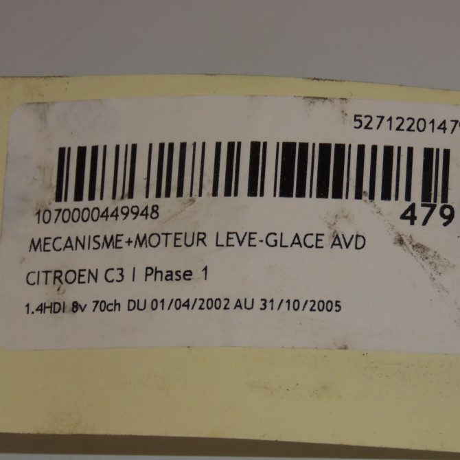 Mecanisme + moteur lève-glace avant droit occasion CITROEN C3 I Phase 1 04-2002->10-2005 1.4HDI 8v 70ch 9222AP 3