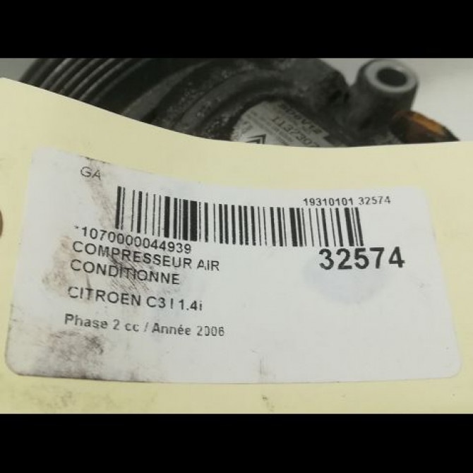 Compresseur air conditionne occasion CITROEN C3 I Phase 2 10-2005->12-2010 1.4i 9800821980 4