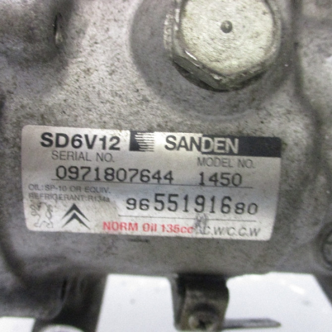 Compresseur air conditionne occasion PEUGEOT 1007 Phase 1 04-2005->12-2010 9655191680 4