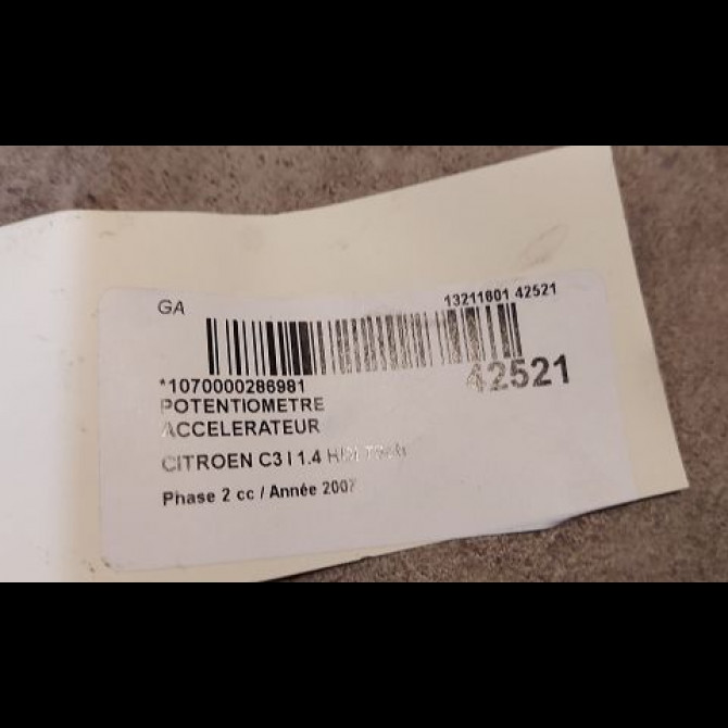 Potentiometre accelerateur occasion CITROEN C3 I Phase 2 10-2005->12-2010 1.4 HDi 70ch 3