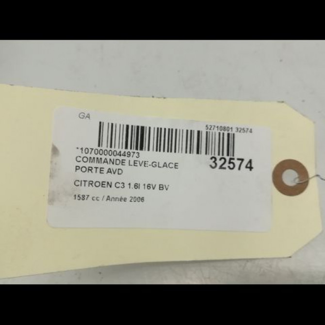 Commande lève-glace porte avant droite occasion CITROEN C3 I Phase 2 10-2005->12-2010 1.4i 3