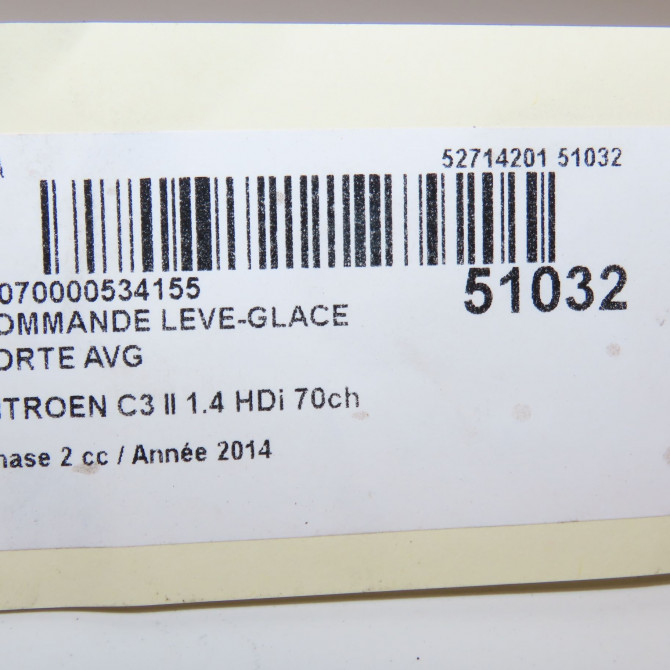 Commande lève-glace porte avant gauche occasion CITROEN C3 II Phase 2 03-2013->12-2016 1.4 HDi 70ch 7