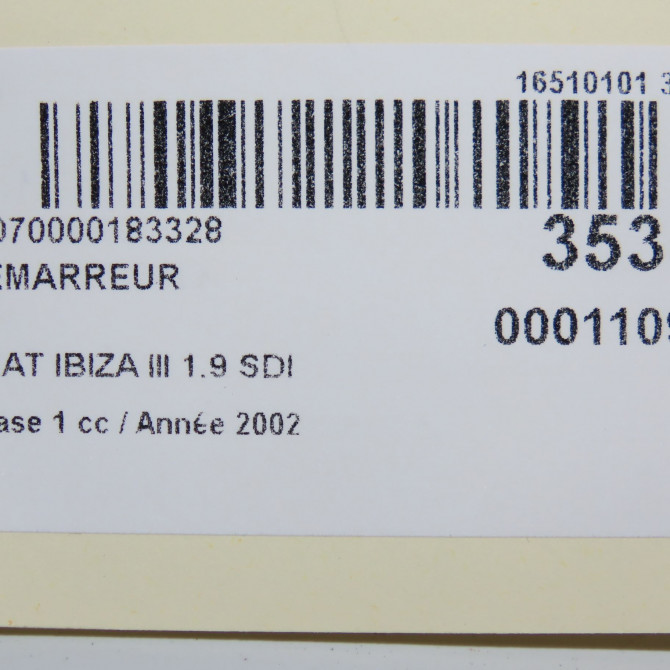 Démarreur occasion SEAT IBIZA III Phase 1 03-2002->03-2006 1.9 SDI 2T911023HX 7