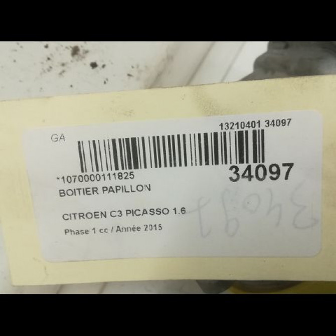 Boitier papillon occasion CITROEN C3 PICASSO Phase 1 02-2009->08-2012 1.6 HDi 16v 90ch 5