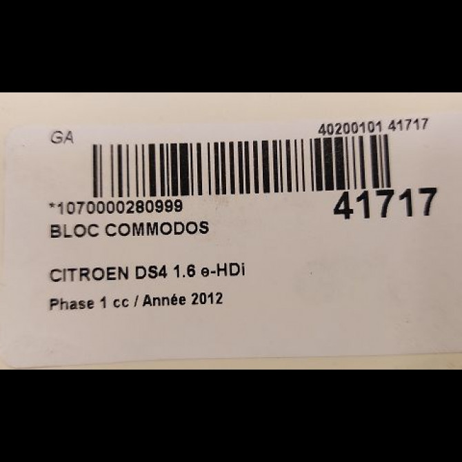 Bloc commodos occasion CITROEN DS4 Phase 1 01-2011->03-2016 1.6 e-HDi 110ch 98199578ZD 6