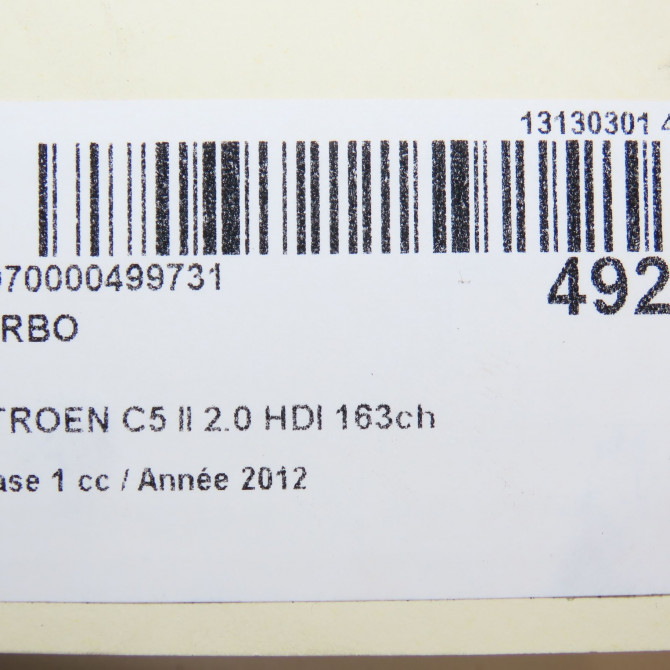 Turbo occasion CITROEN C5 II Phase 1 04-2008->... 2.0 HDI 163ch 375S6 7
