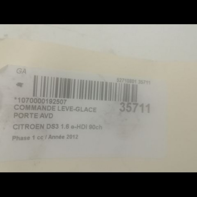 Commande lève-glace porte avant droite occasion CITROEN DS3 Phase 1 11-2009->03-2014 1.6 e-HDi 90ch 6490FE 3