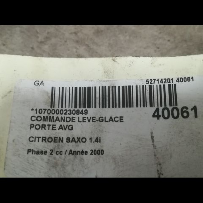 Commande lève-glace porte avant gauche occasion CITROEN SAXO Phase 2 09-1999->12-2004 1.4i 6552R4 3