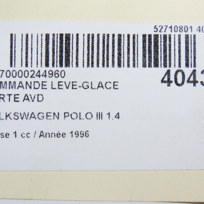 Commande lève-glace porte avant droite occasion VOLKSWAGEN POLO III Phase 1 10-1994->11-1999 1.4 4