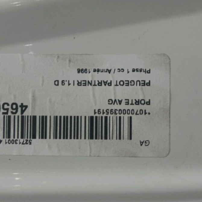 Porte avant gauche occasion PEUGEOT PARTNER I Phase 1 01-1997->12-2002 1.9 D 9846222280 7