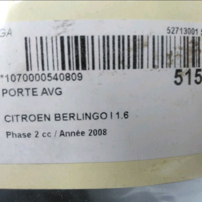 Porte avant gauche occasion CITROEN BERLINGO I Phase 2 11-2002->10-2010 1.6 HDi 75ch 9846222280 7