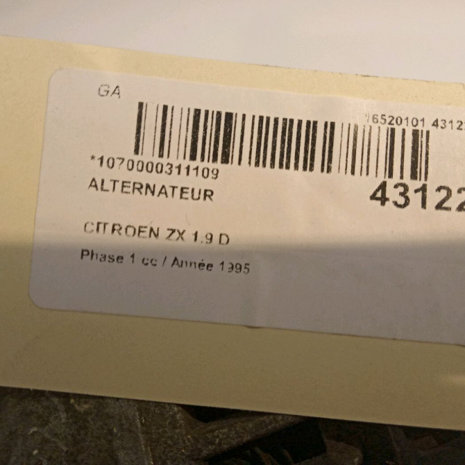 Alternateur occasion CITROEN ZX Phase 1 05-1992->06-1994 1.9 D 5705JR 5