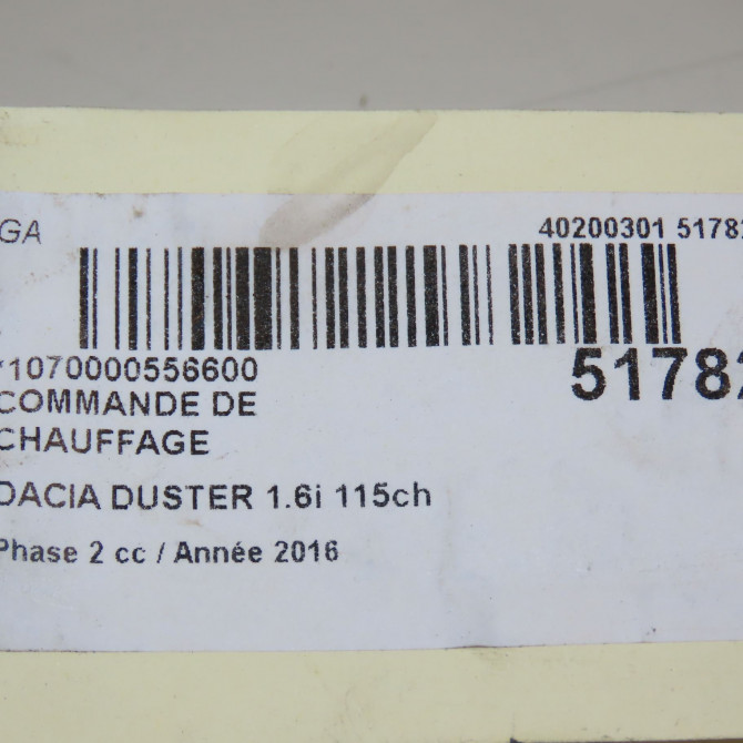 Commande de chauffage occasion DACIA DUSTER Phase 2 09-2013->... 1.6i 115ch 275105416R 5