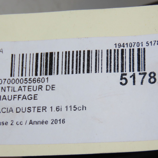Ventilateur de chauffage occasion DACIA DUSTER Phase 2 09-2013->... 1.6i 115ch 272102798R 6