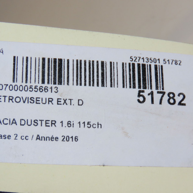Retroviseur exterieur manuel droit occasion DACIA DUSTER Phase 2 09-2013->... 1.6i 115ch 963017684R 5
