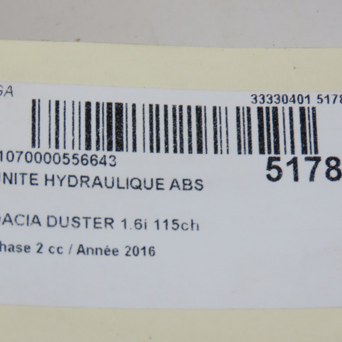 Unité hydraulique ABS occasion DACIA DUSTER Phase 2 09-2013->... 1.6i 115ch 476608779R 6