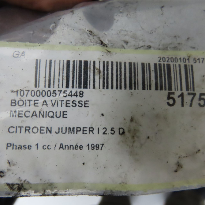 Boîte à vitesse mecanique occasion CITROEN JUMPER I Phase 1 02-1994->02-2002 2.5 D 86ch 6