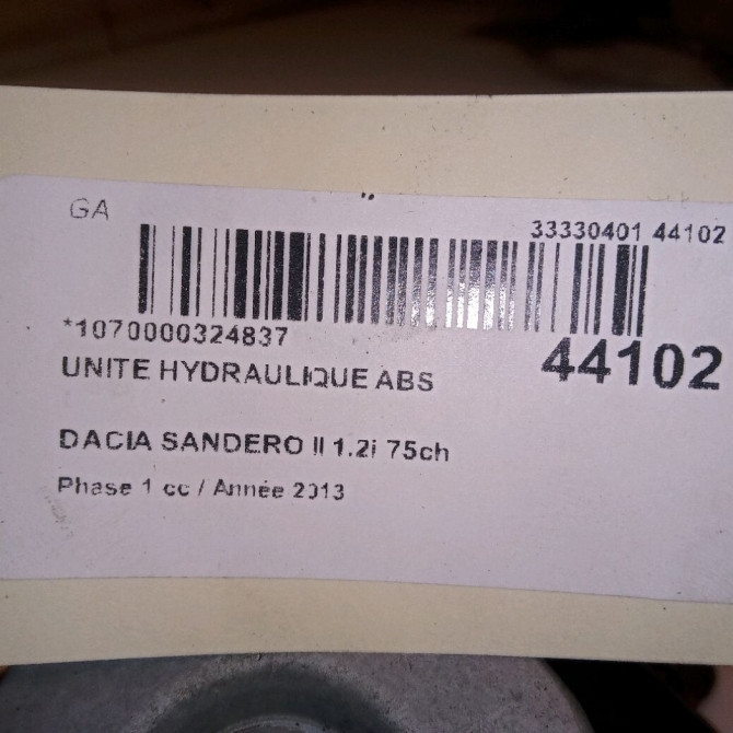 Unité hydraulique ABS occasion DACIA SANDERO II Phase 1 10-2012->... 1.2i 75ch 476609211R 6