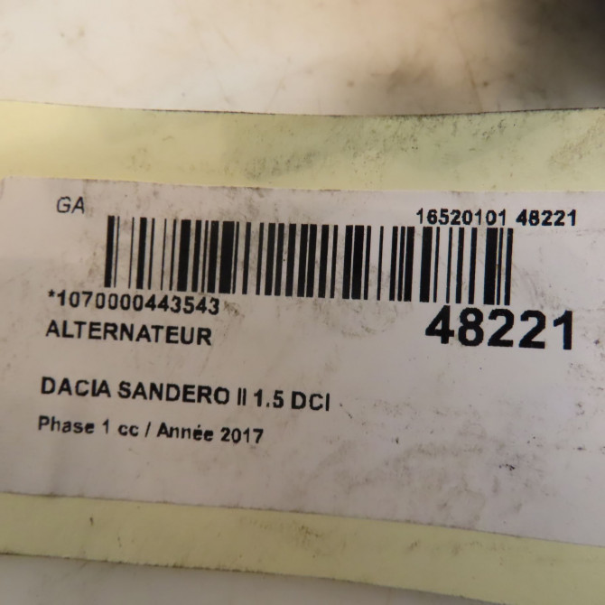 Alternateur occasion DACIA SANDERO II Phase 1 10-2012->... 1.5 DCI 90ch 231005933R 5